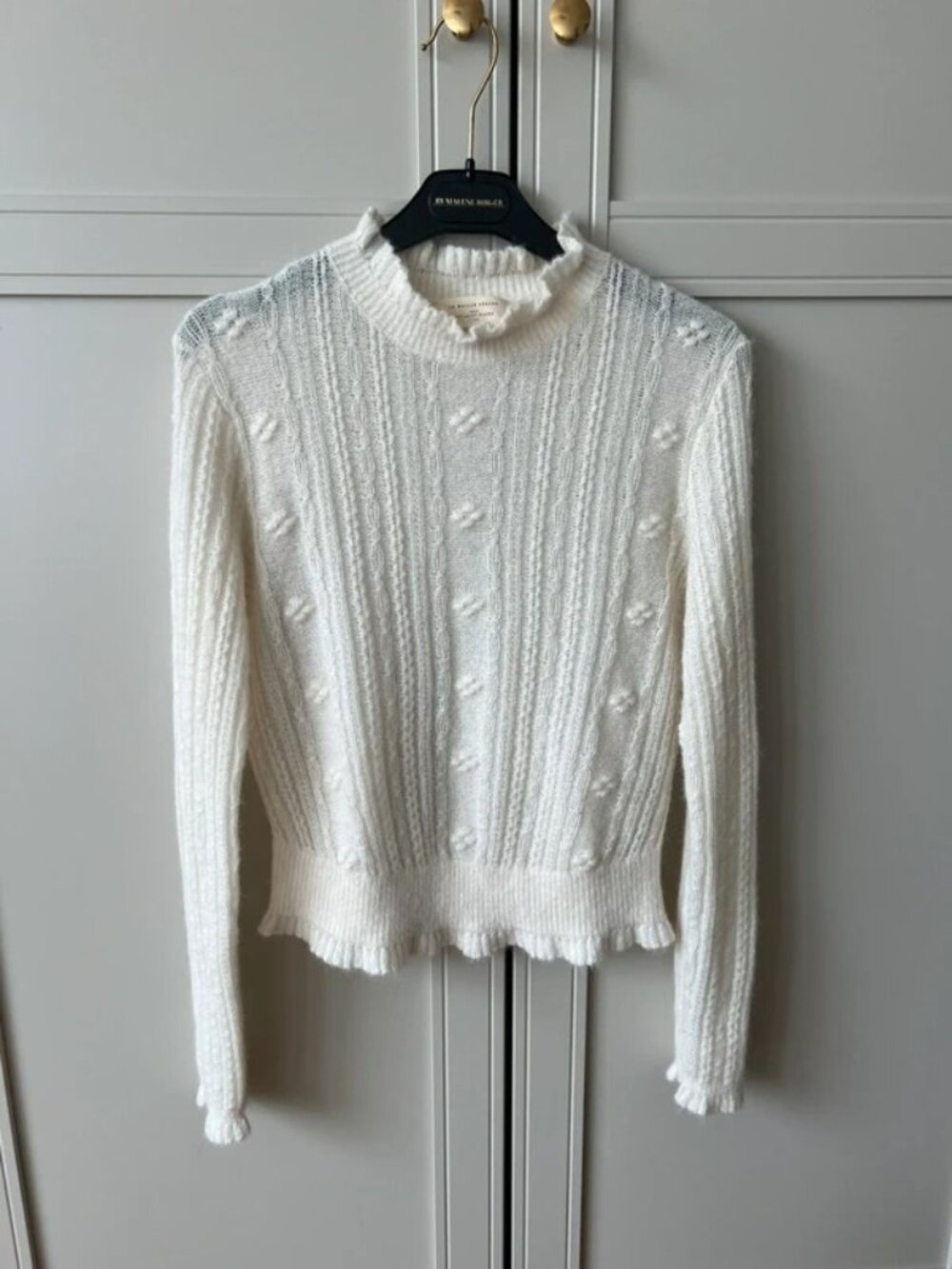 Sezane Women’s Ribbed Knit Sweater Cream White Size XS